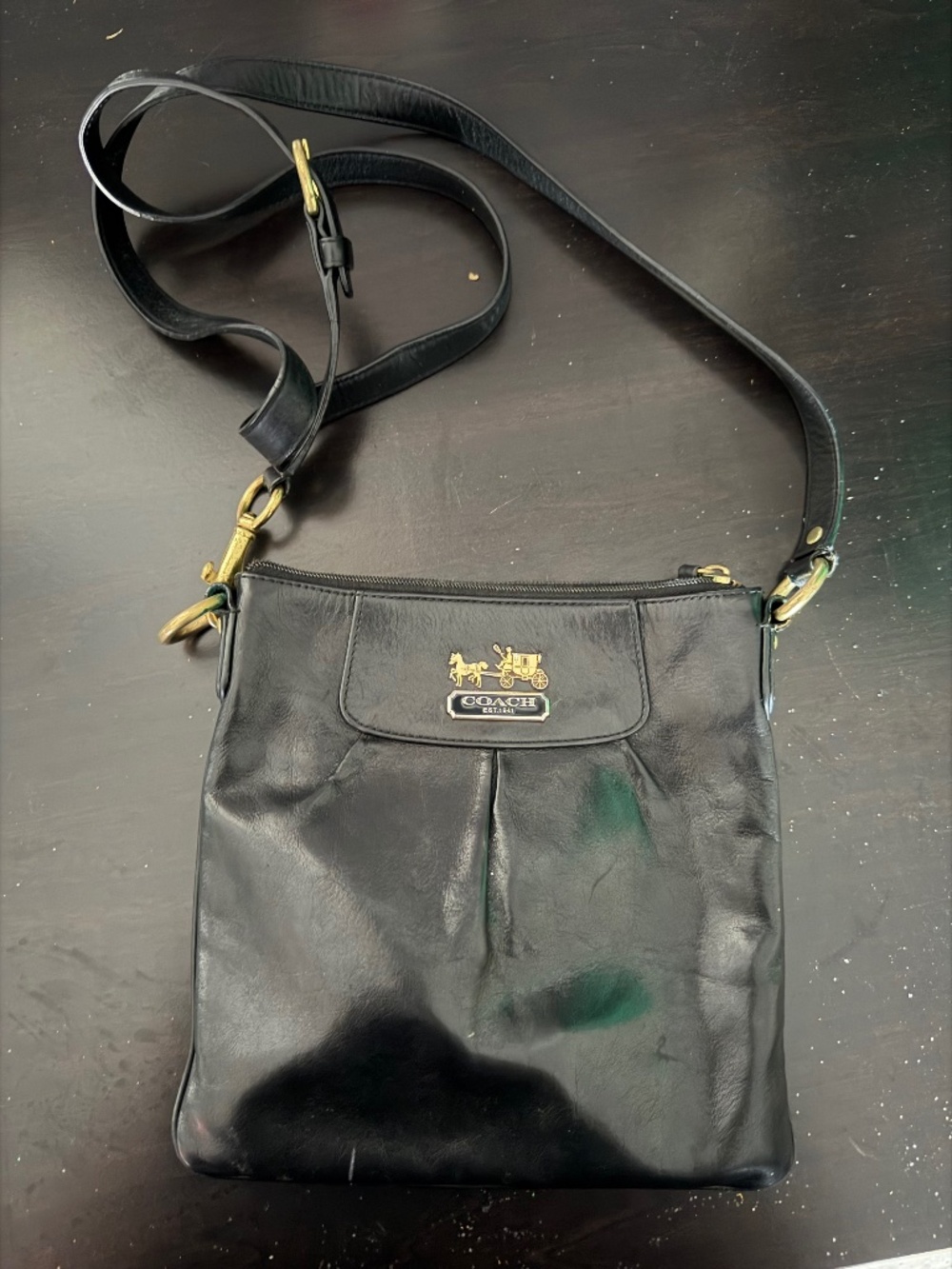 Black leather coach bag